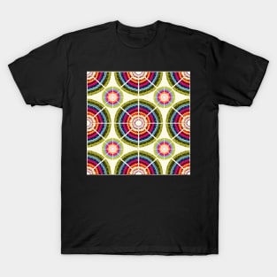 Upbeat Grandma Rug | Cream, Green, Pink, Orange, Blue and Purple | Geometric Pattern T-Shirt